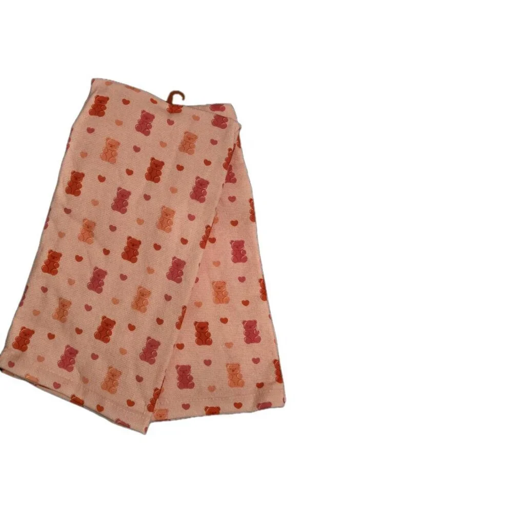 New Set 2 Valentines Day Love Pink red Gummy Bears Hearts Kitchen Towels